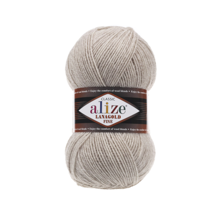 Lanagold Fine (Alize) 152 бежевый меланж, пряжа 100г