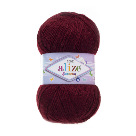 Sekerim Bebe (Alize) 57 бордовый, пряжа 100г