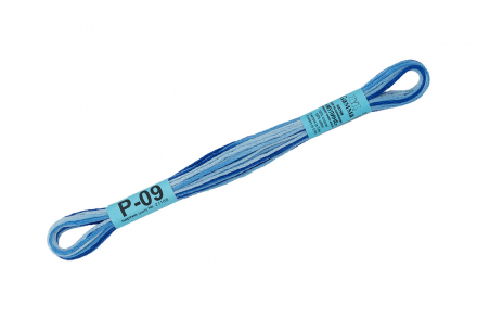 Р-09 яр.синий-св.синий, нитки мулине меланж Gamma 8м