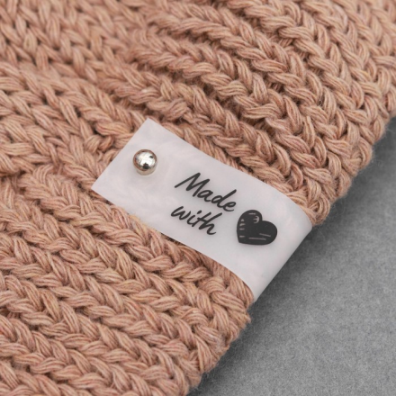 5865458 &quot;Made with love&quot; бирка с кнопкой матовая, 1шт