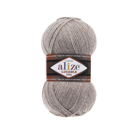 Lanagold Fine (Alize) 207 св.коричневый меланж, пряжа 100г