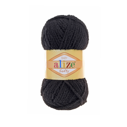 Softy (Alize) 60 черный, пряжа 50г