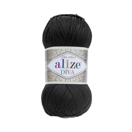 Diva (Alize) 60 черный, пряжа 100г