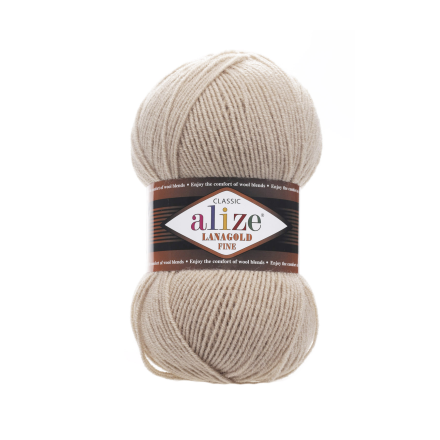 Lanagold Fine (Alize) 05 бежевый, пряжа 100г