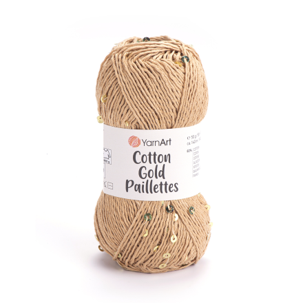 Cotton Gold Paillettes (Yarnart) 7105 бежевый, пряжа 50г