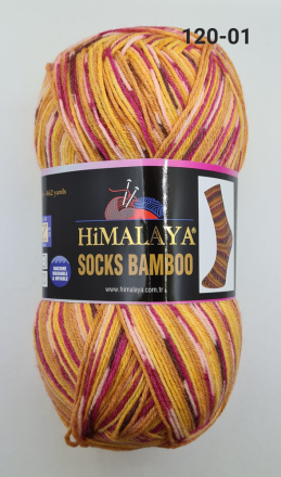 Socks Bamboo (Himalaya) 120-01 желтый принт, пряжа 100г