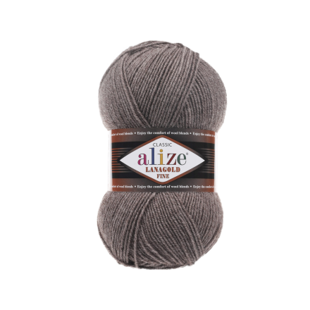 Lanagold Fine (Alize) 240 коричневый меланж, пряжа 100г