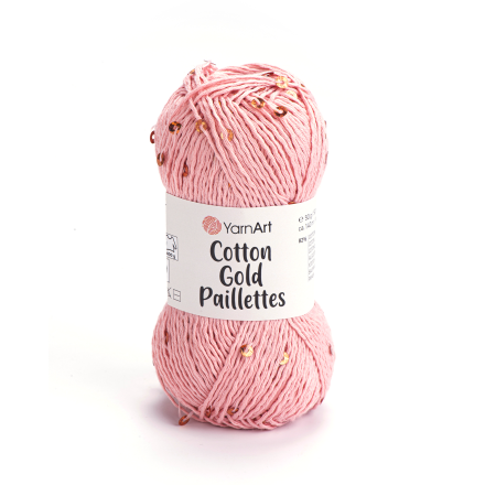 Cotton Gold Paillettes (Yarnart) 7108 персик, пряжа 50г