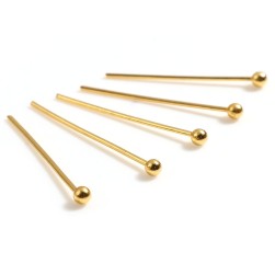 754097 штифт с шариком из нержавейки и позолотой 18k 20мм 10шт