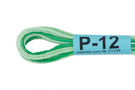 Р-12 яр.зеленый-бл.желтый, нитки мулине меланж Gamma 8м