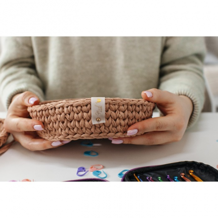 5865461 &quot;Hand made&quot; бирка с кнопкой матовая с золотом, 1шт