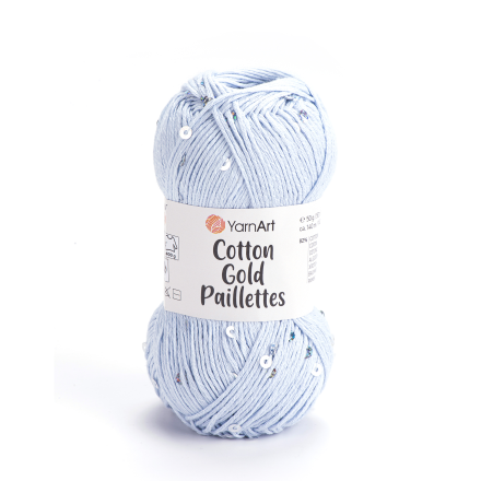 Cotton Gold Paillettes (Yarnart) 7109 св.голубой, пряжа 50г