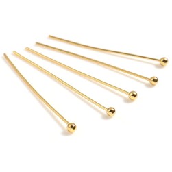 754098 штифт с шариком из нержавейки и позолотой 18k 30мм 10шт