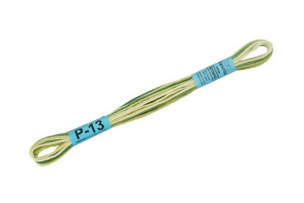 Р-13 т.зеленый-яр.желтый, нитки мулине меланж Gamma 8м