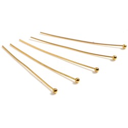 754100 штифт с шариком из нержавейки и позолотой 18k 40мм 10шт