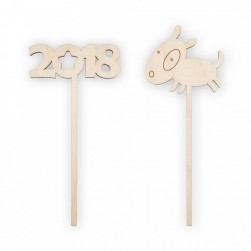 ВД-444 Украшение для торта &quot;2018 год&quot; фанера 6,5x15,5 см 2 шт