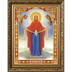 7107 &quot;Богородица Покрова&quot; ткань с рисунком для вышивки бисером