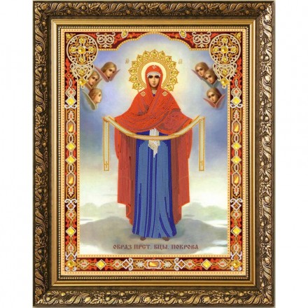 7107 &quot;Богородица Покрова&quot; ткань с рисунком для вышивки бисером