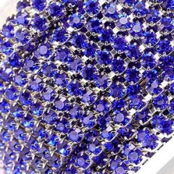 05 Sapphire в серебряном цапе, стразовая цепочка 2,4 мм 1 м