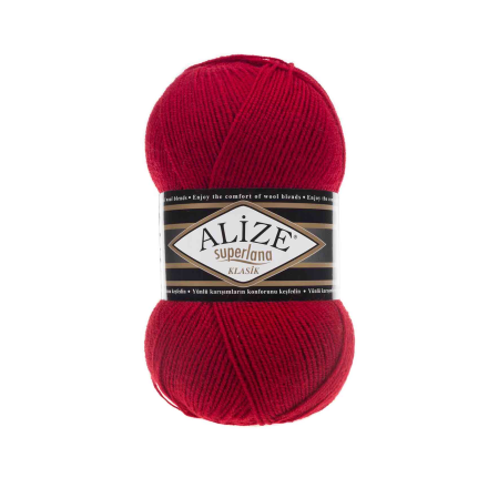 Superlana Klasik (Alize) 56 красный, пряжа 100г