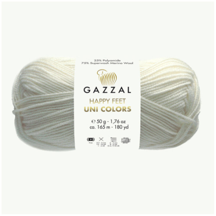 Happy Feet Uni Colors (Gazzal) 3551 кремовый, пряжа 50г