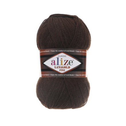 Lanagold Fine (Alize) 26 шоколад, пряжа 100г