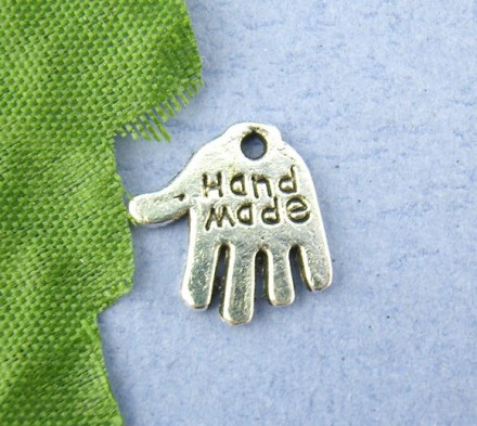 00496 &quot;Hand Made&quot; подвеска 11х12 мм, цв.античное серебро