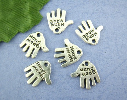 00496 &quot;Hand Made&quot; подвеска 11х12 мм, цв.античное серебро
