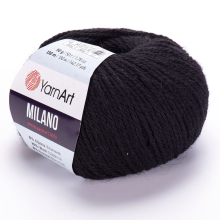 Milano (Yarnart) 850 черный, пряжа 50г