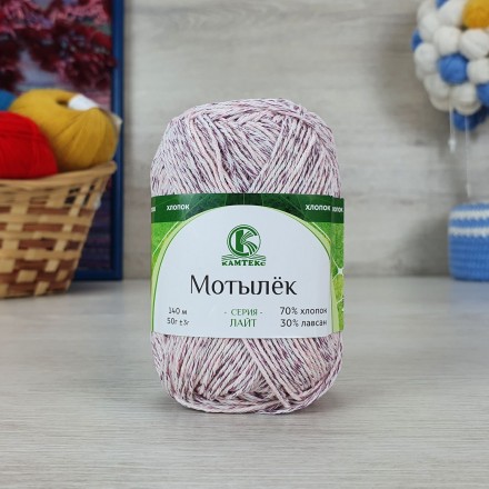 Мотылёк (Камтекс) 401 меланж (гр.розовый), пряжа 50г