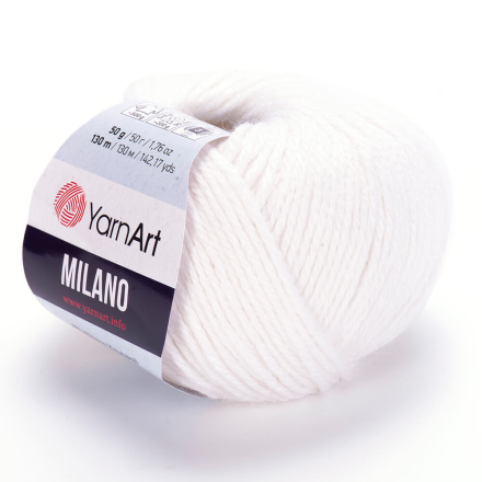 Milano (Yarnart) 851 белый, пряжа 50г