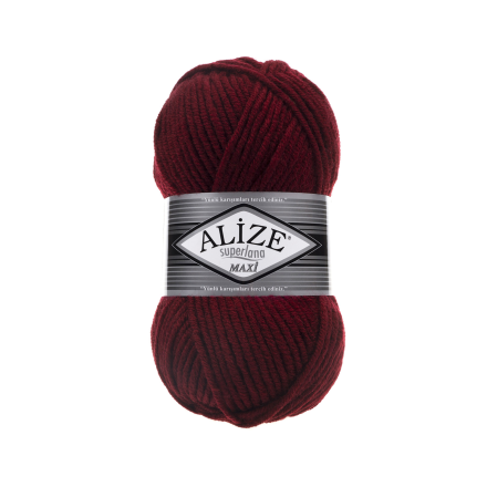Superlana maxi (Alize) 57 бордовый, пряжа 100г